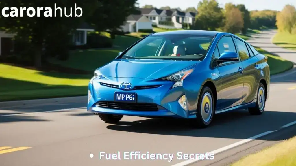 Toyota Prius dashboard showing high MPG while driving