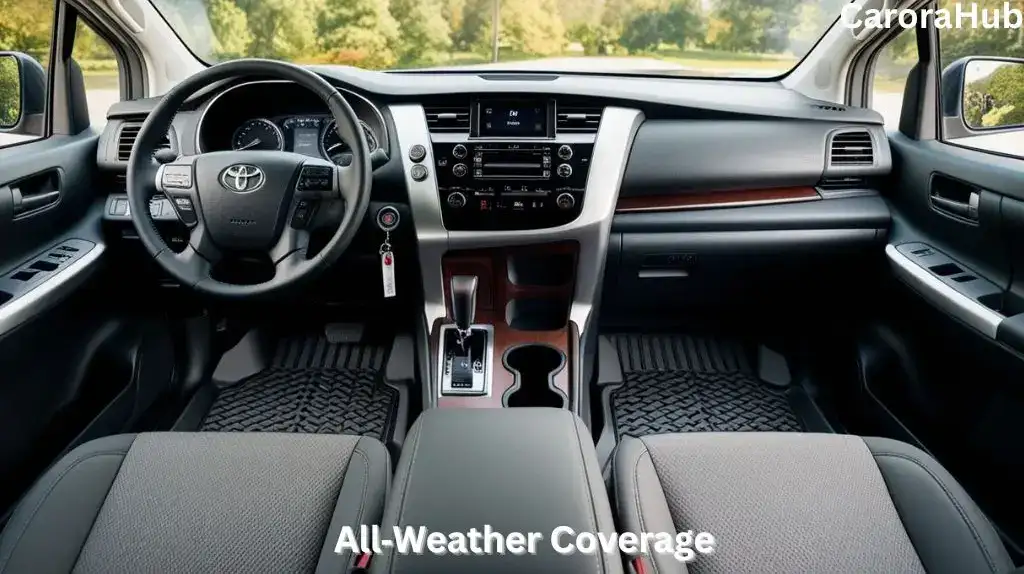 Custom fit all‑weather floor mats installed in Toyota Sienna interior