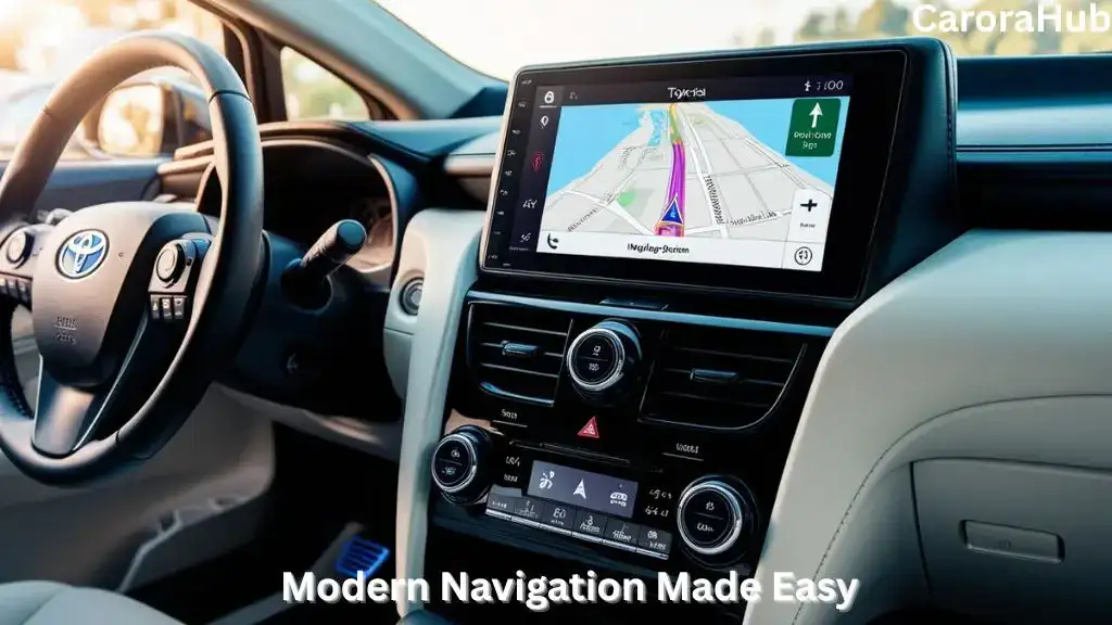 Toyota Prius interior with touchscreen navigation running Google Maps