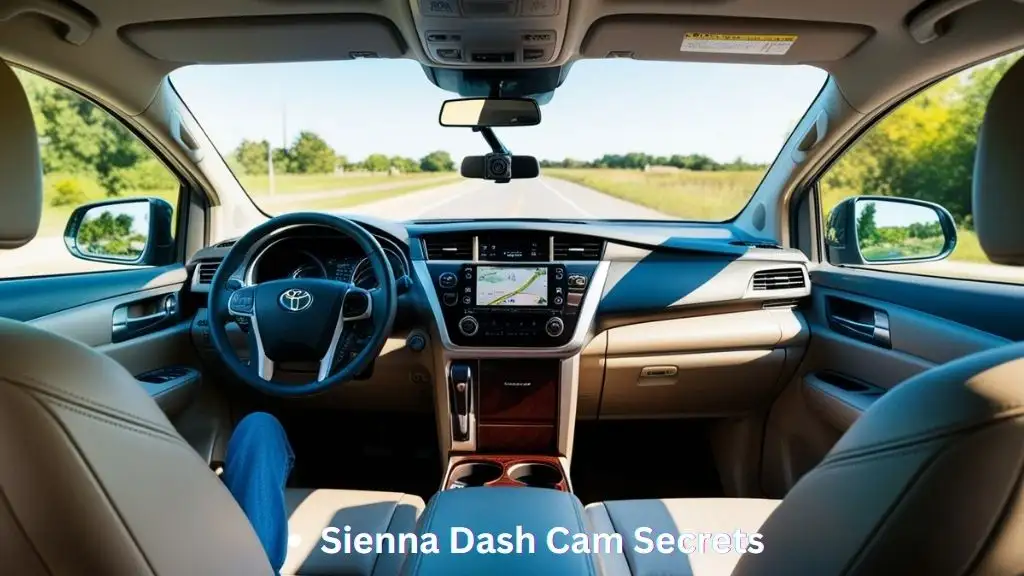 Dash cam mounted inside Toyota Sienna recording road ahead