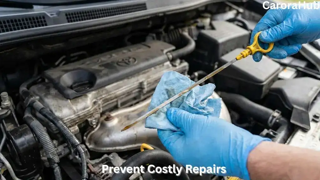 Mechanic pulling transmission dipstick to show How to Check Transmission Fluid in Toyota Sienna.