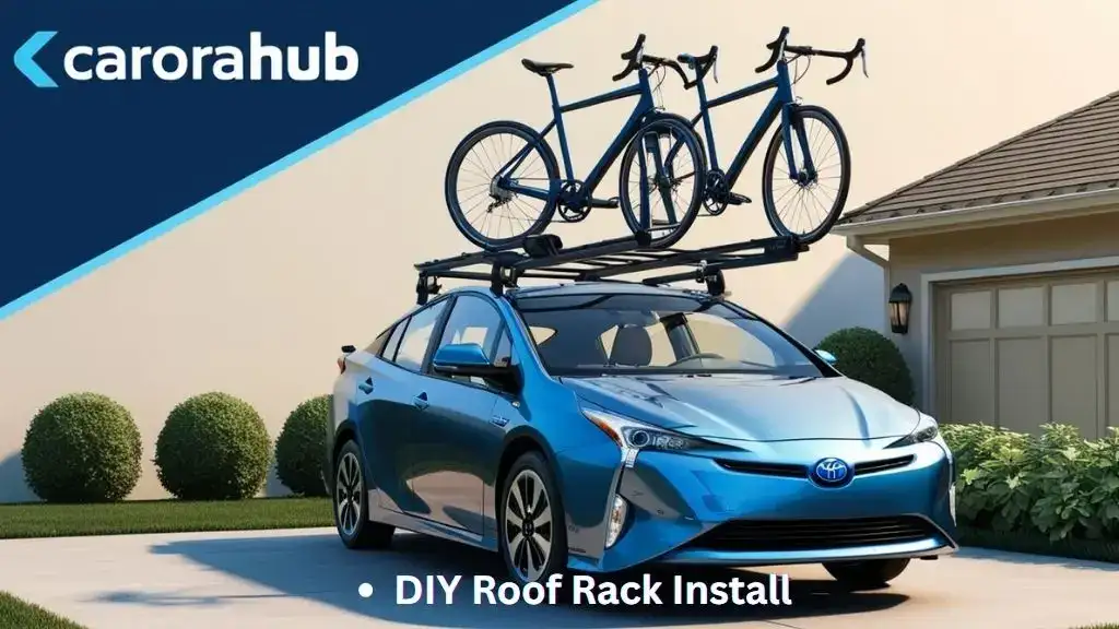 Toyota Prius with roof rack carrying bicycles after installation