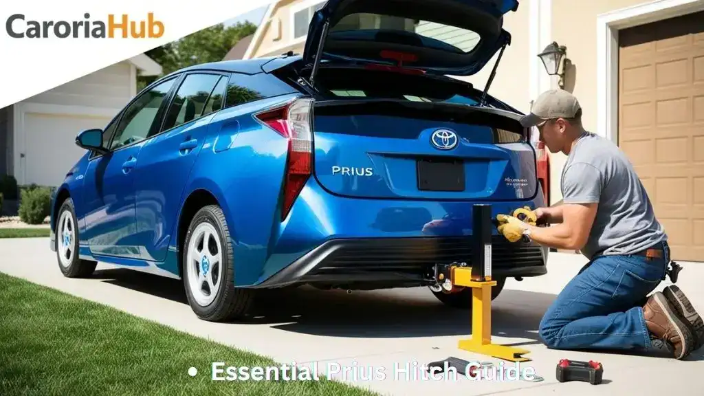 A driver installing a trailer hitch on a Toyota Prius using basic tools