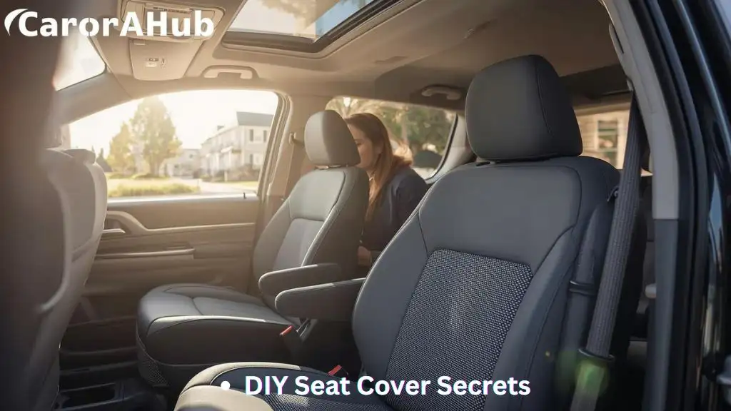 Owner installing custom seat covers on Toyota Sienna front seats