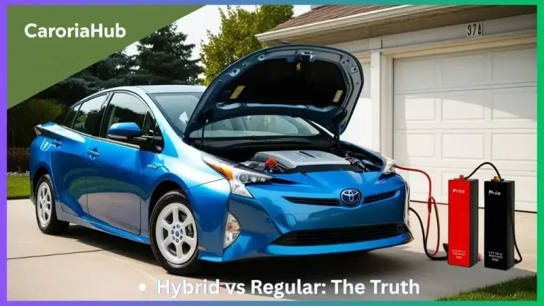 Toyota Prius showing hybrid battery pack and 12‑volt battery side by side