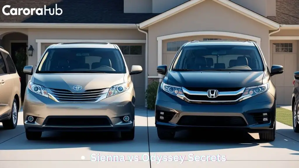 Toyota Sienna and Honda Odyssey side by side in suburban driveway