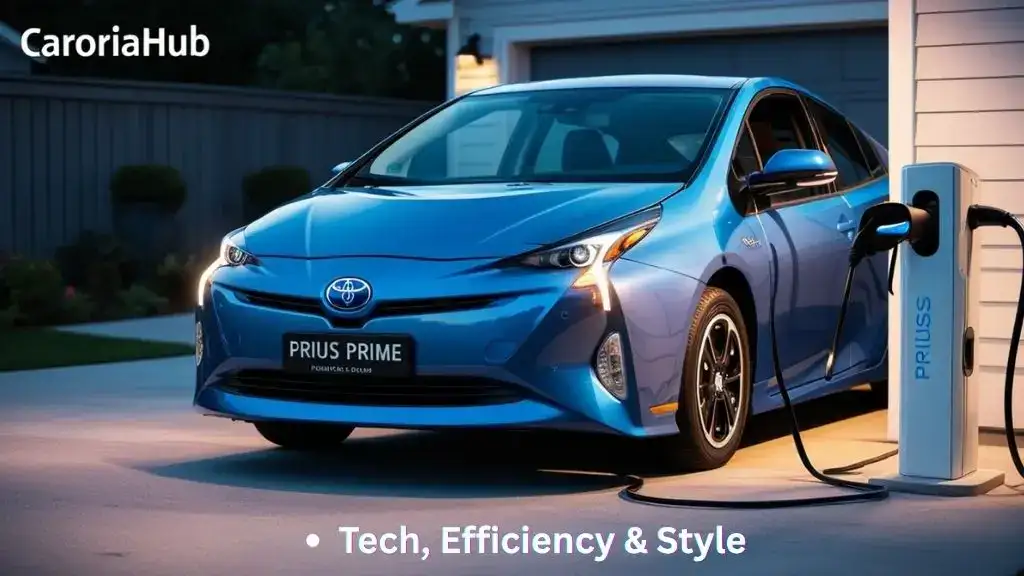 Toyota Prius Prime plugged in and charging at home, showing front profile and charging port