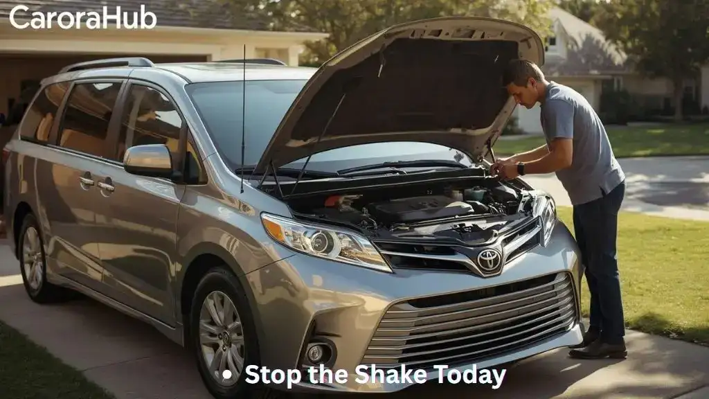 Owner inspecting Toyota Sienna engine for vibration issues