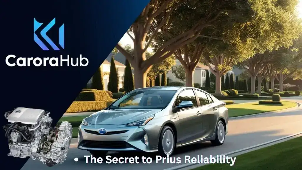 Toyota Prius driving on a suburban road, symbolizing engine reliability
