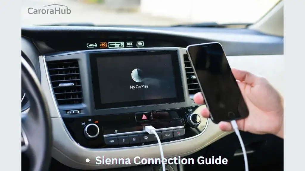 Toyota Sienna infotainment screen failing to load Apple CarPlay while checking iPhone connection.