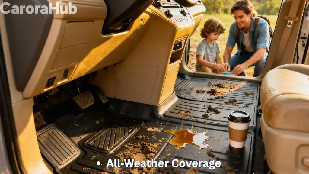 Custom fit all‑weather floor mats installed in Toyota Sienna interior