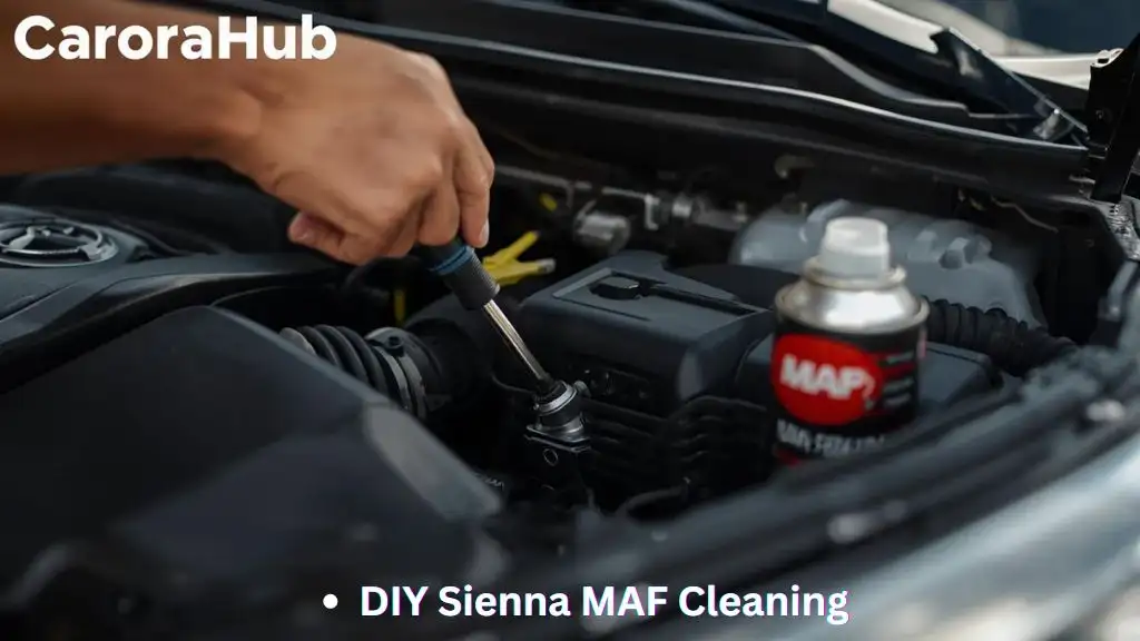 Toyota Sienna owner cleaning MAF sensor with spray