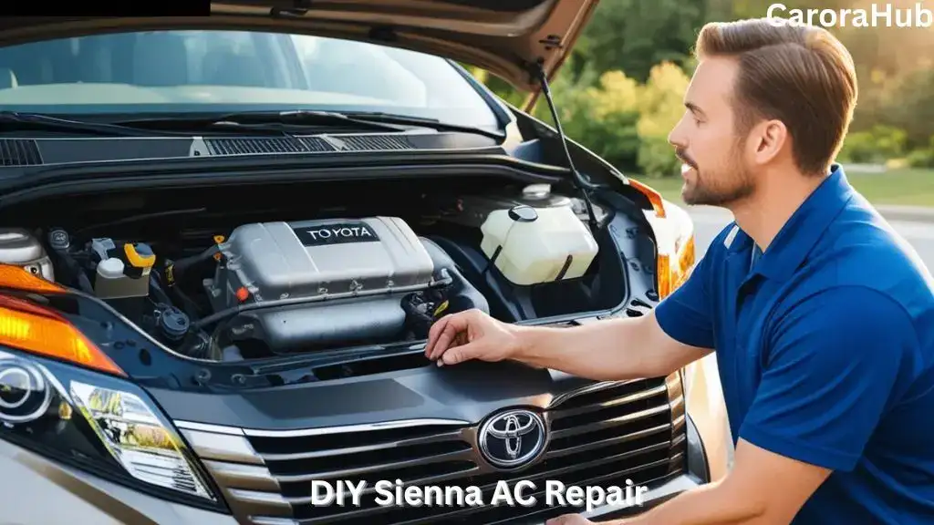 Toyota Sienna owner inspecting AC compressor under hood