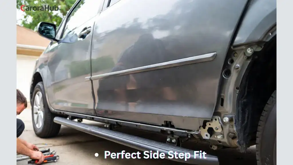 Mechanic installing running boards on a Toyota Sienna using brackets and hand tools.
