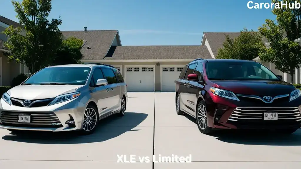 Toyota Sienna XLE and Limited parked side by side showing exterior and feature differences.