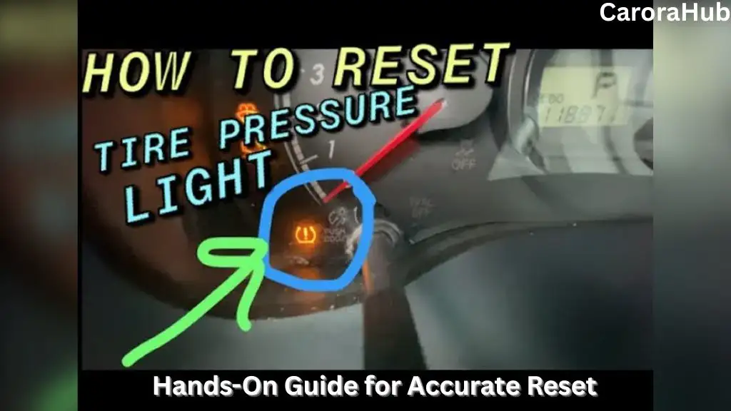 Toyota Sienna dashboard with TPMS warning light on, technician referencing manual and tire pressure gauge, demonstrating TPMS Light Reset for Toyota Sienna