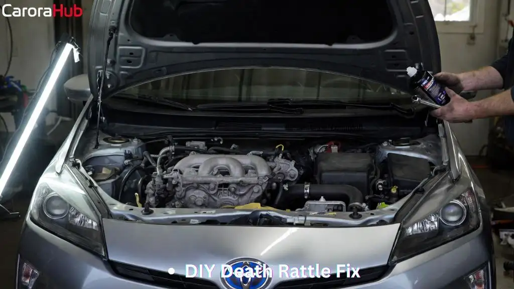 A DIY mechanic working on the EGR system of a Toyota Prius to demonstrate how to fix Toyota Prius death rattle sound during a cold start.