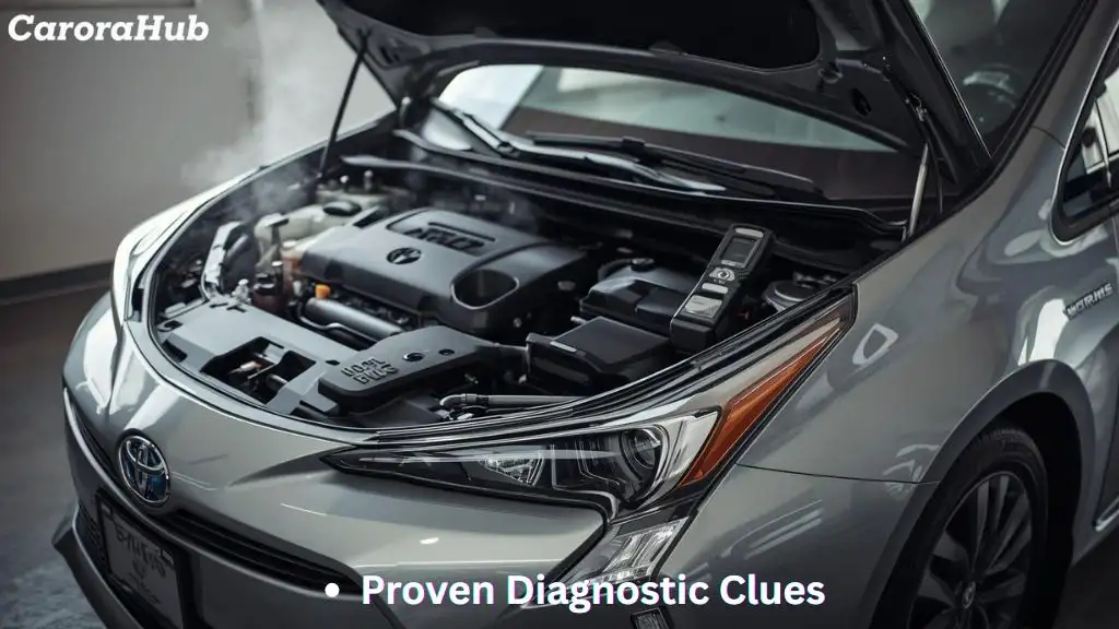 Toyota Prius Head Gasket Failure Symptoms Gen 3 showing open hood and cooling system warning signs