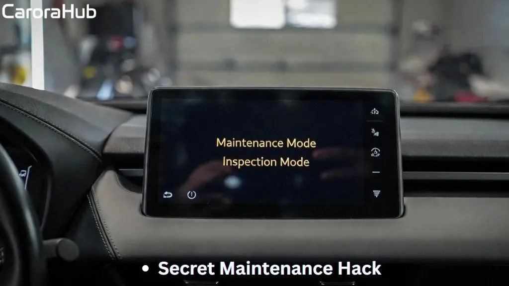 A Toyota Prius dashboard showing the car has successfully entered Maintenance Mode, allowing the gasoline engine to run continuously.