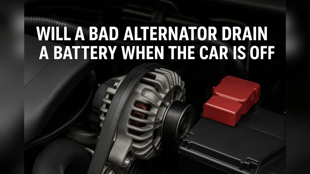 A digital multimeter showing a high parasitic amperage draw from a car battery caused by a faulty internal alternator diode.