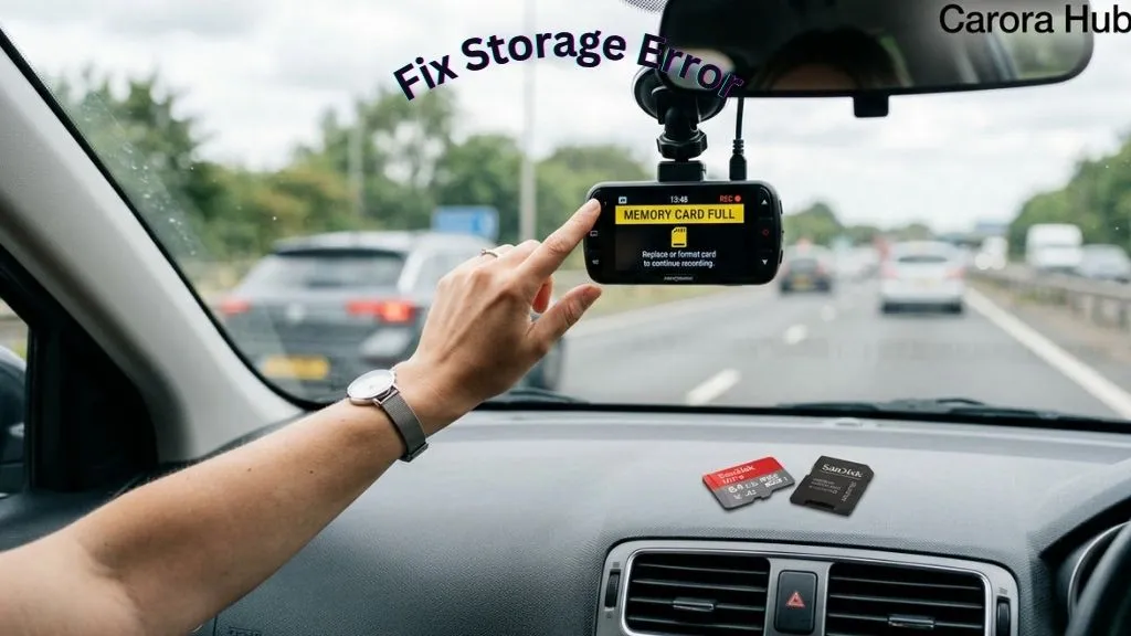 Why Does My Dash Cam Keep Saying Memory Card Full showing dash cam screen with storage warning
