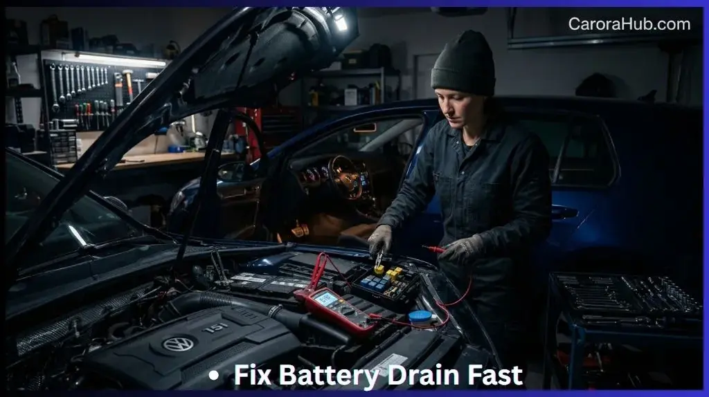hidden parasitic drain causing battery discharge within 48 hours showing multimeter testing battery draw