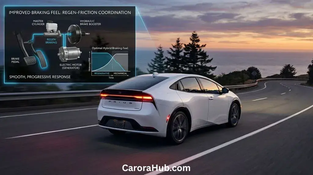 Mechanic inspecting Toyota Prius brakes to improve Toyota Prius braking feel