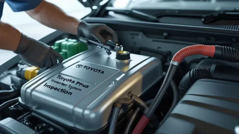 Toyota Prius inverter cooling system diagnosis with coolant reservoir and hose inspection