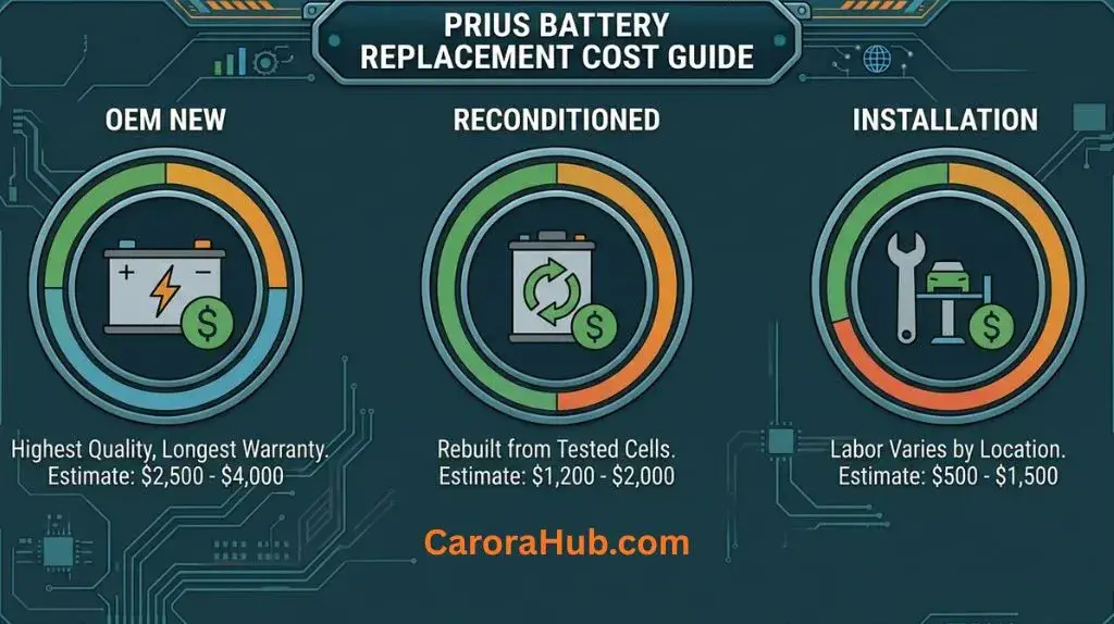 Toyota Prius hybrid battery and service estimate showing replacement cost factors.