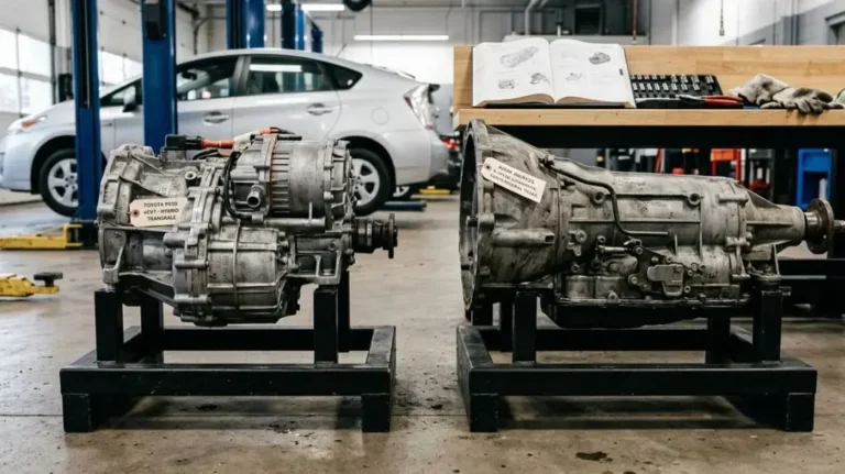 Toyota Prius eCVT transaxle compared with a conventional automatic transmission.