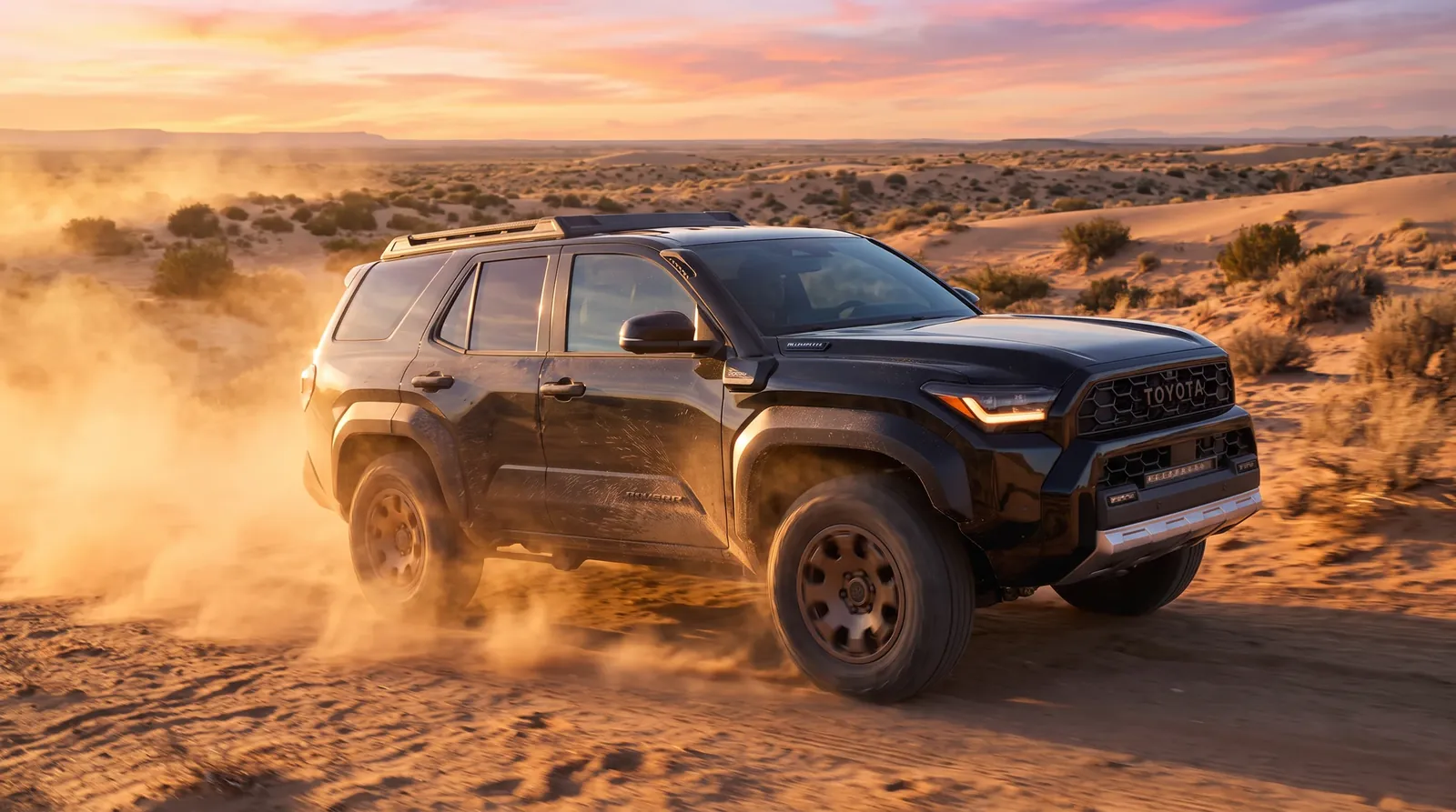 4Runner next to a hybrid SUV showing the fuel economy difference