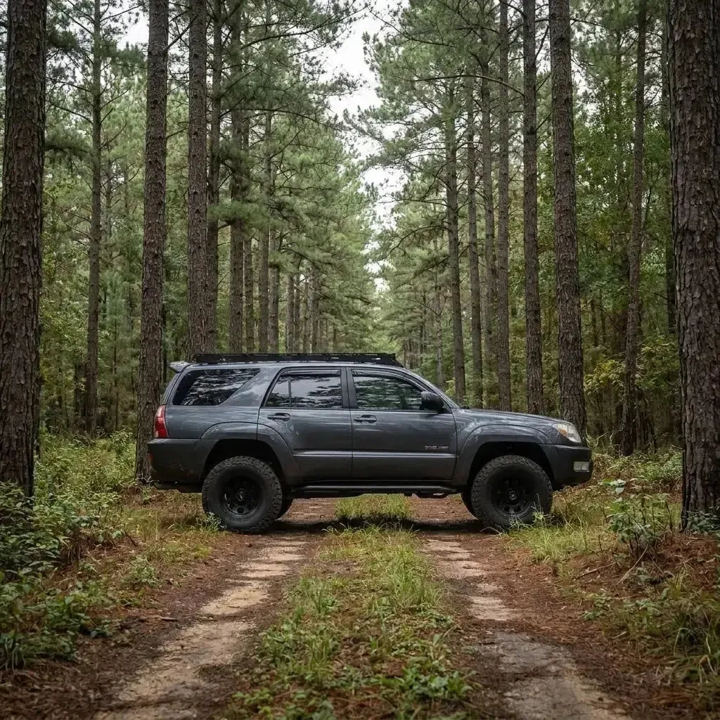 Person checking Toyota 4Runner model year for rock slider compatibility