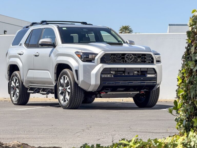 Toyota 4Runner with aftermarket skid plate on rocky trail